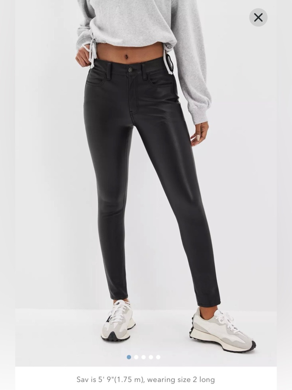 AE Stretch Vegan Leather High-Waisted Jegging. Size 4 SHORT.